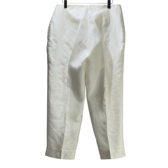 Sigrid Olsen Womens Ivory Silk Blend Straight-Leg Pants Size 12 - Picture 6 of 10